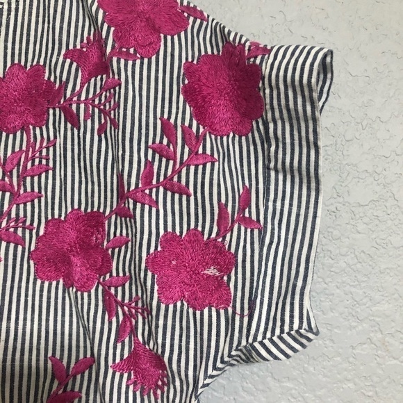 Savanna Jane pink embroidered stripe blouse small - Picture 3 of 8